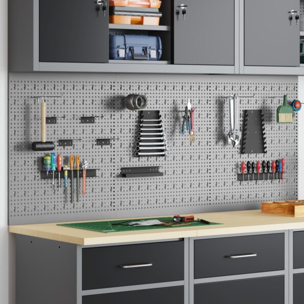 vidaXL Panel na nástroje 3 pcs Sivá 150 x 1 x 60 cm – Obrázok 3