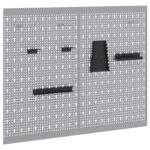 vidaXL Pegboardy 2 balenie s 8 príslušenstvom, Sivý, 50x80 cm Oceľ – Obrázok 2