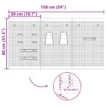 vidaXL Perforované dosky 3 ks s 15 doplnkami Šedá 50x80 cm Oceľ – Obrázok 11
