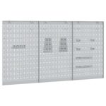 vidaXL Perforované dosky 3 ks s 15 doplnkami Šedá 50x80 cm Oceľ – Obrázok 7