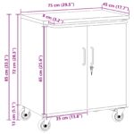 vidaXL Kôš na náradie s kolesami a zámkom čierny 75x45x85 cm oceľ – Obrázok 10