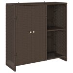vidaXL Úložná skrinka s poličkou Hnedá 100 x 36 x 102 cm Ratan – Obrázok 2
