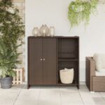 vidaXL Úložná skrinka s poličkou Hnedá 100 x 36 x 102 cm Ratan – Obrázok 3