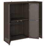 vidaXL Úložná skrinka s poličkou Hnedá 100 x 36 x 102 cm Ratan – Obrázok 4