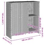 vidaXL Úložný kabinet Šedý 100x36x102 cm Ratan – Obrázok 10