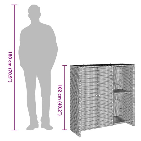 vidaXL Úložná skriňa Béžová 100x36x102 cm Ratan – Obrázok 11