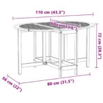 vidaXL Skladací motýlí záhradný stôl 110x60x72 cm z masívneho akáciového dreva, oválny – Obrázok 11
