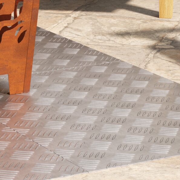 vidaXL Schodový rošt Obdĺžnikový 4 pcs Strieborná 70 x 50 cm Hliník – Obrázok 3