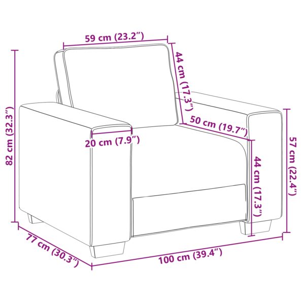 vidaXL Kreslo šedé 59 cm látka – Obrázok 8