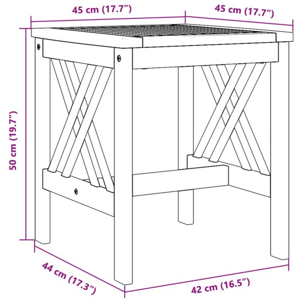 vidaXL Záhradný stolík Hnedý 45x45x50 cm Solid Akáciové drevo – Obrázok 10
