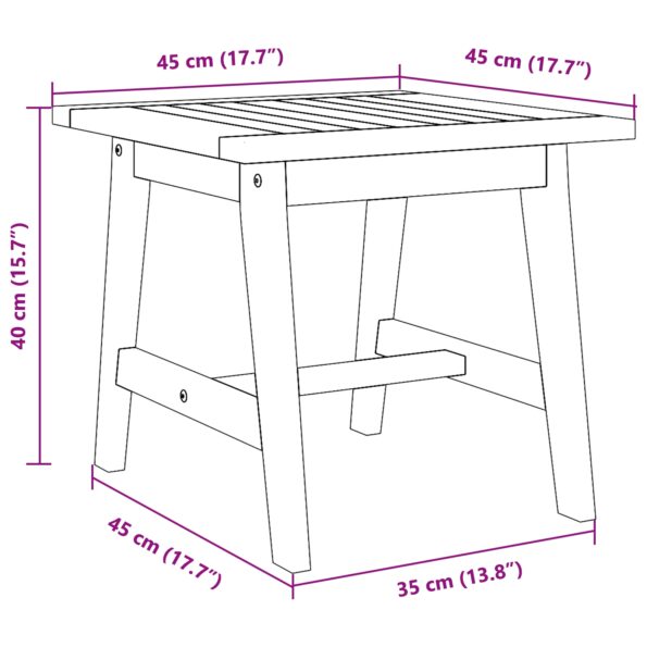 vidaXL Bočný stolík 45x45x40 cm z masívneho akáciového dreva – Obrázok 10