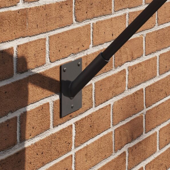 vidaXL Držiak na vlajku pre 1 vlajku na stenu, čierna oceľ – Obrázok 3