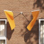 vidaXL Držiteľ vlajky na 2 vlajky na stenu, strieborná oceľ