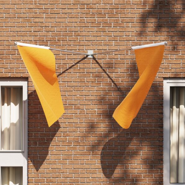 vidaXL Držiteľ vlajky na 2 vlajky na stenu, strieborná oceľ – Obrázok 1