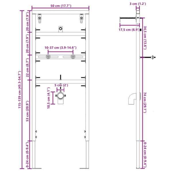 vidaXL Kúpeľňový doplnok Montáž Modrá Oceľ 50 x 17.5 x 139 cm – Obrázok 10