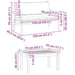 vidaXL 4 Dielna Záhradná Sedacia Súprava s Vankúšmi z Masívneho Akáciového Dreva – Obrázok 9