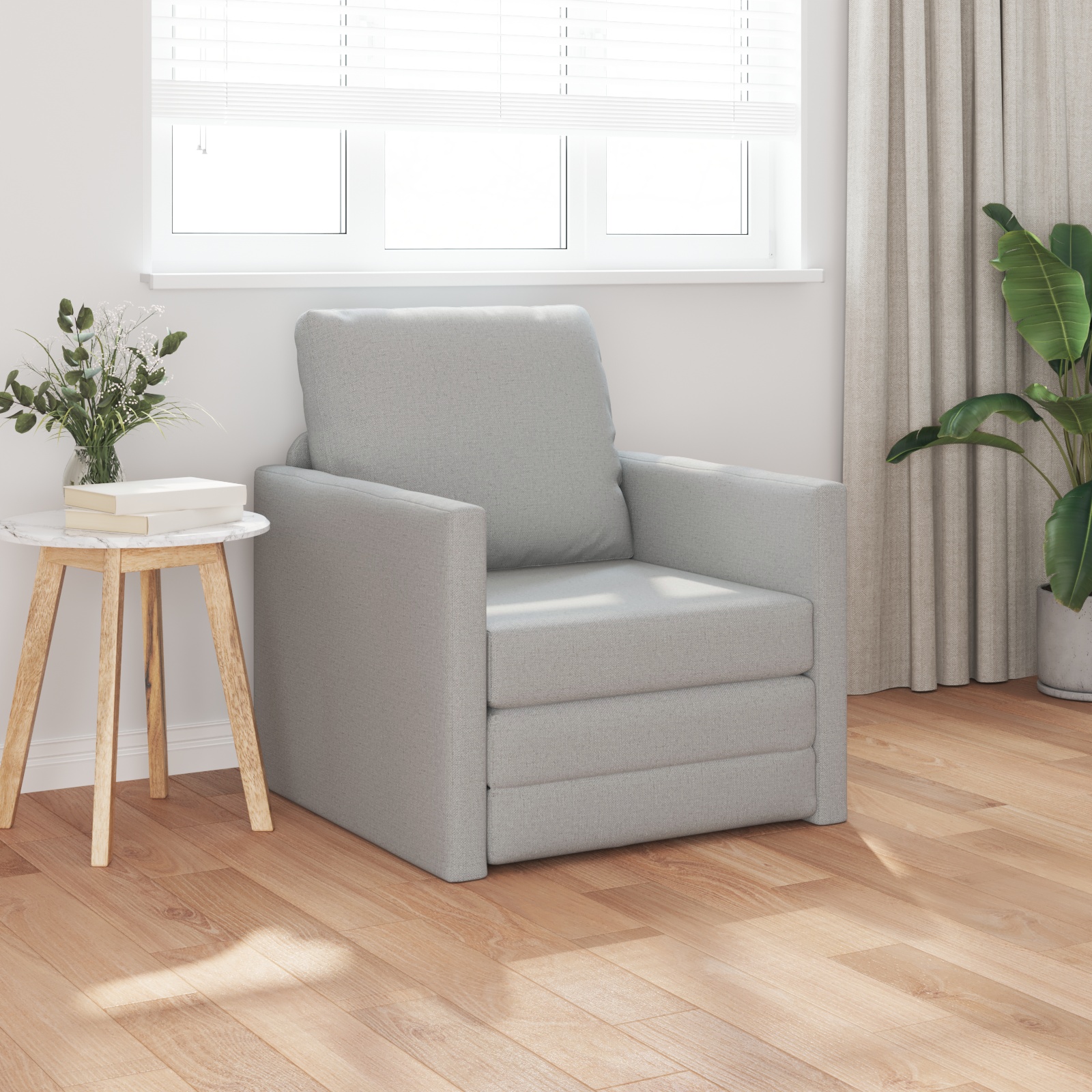 4106630_1.jpg vidaXL Rozkladacia posteľ 60cm Oblá šedá látka – Obrázok 1