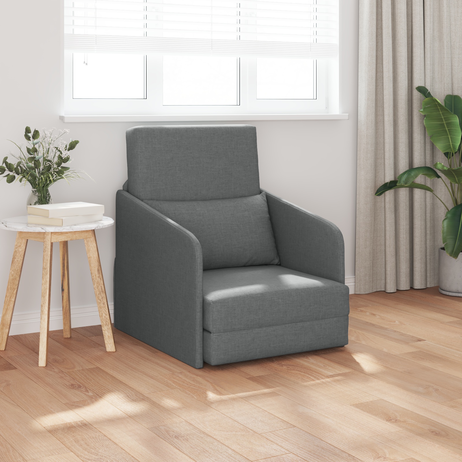 4106638_1.jpg vidaXL Rozkladacia posteľ Tmavo šedá 65 x 80 x 83 cm látka – Obrázok 1