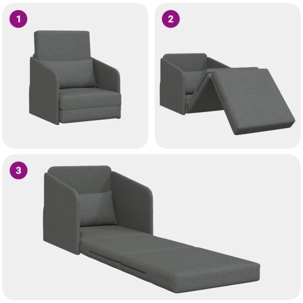 vidaXL Rozkladacia posteľ Tmavo šedá 65 x 80 x 83 cm látka – Obrázok 10