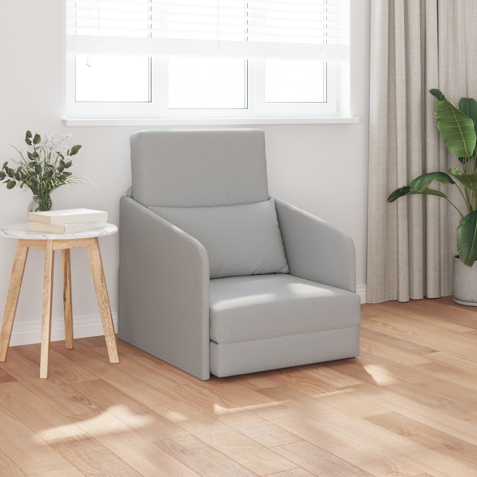 4106646_1.jpg vidaXL Rozkladacia posteľ Oblá šedá 65 x 80 x 83 cm látka – Obrázok 1