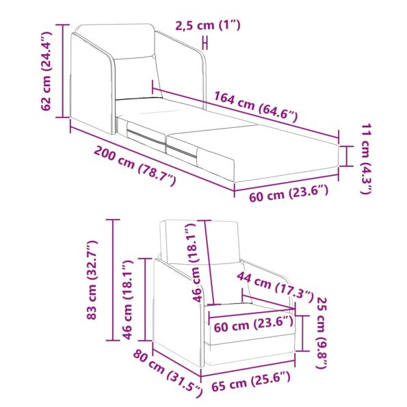 vidaXL Rozkladacia posteľ Oblá šedá 65 x 80 x 83 cm látka – Obrázok 11