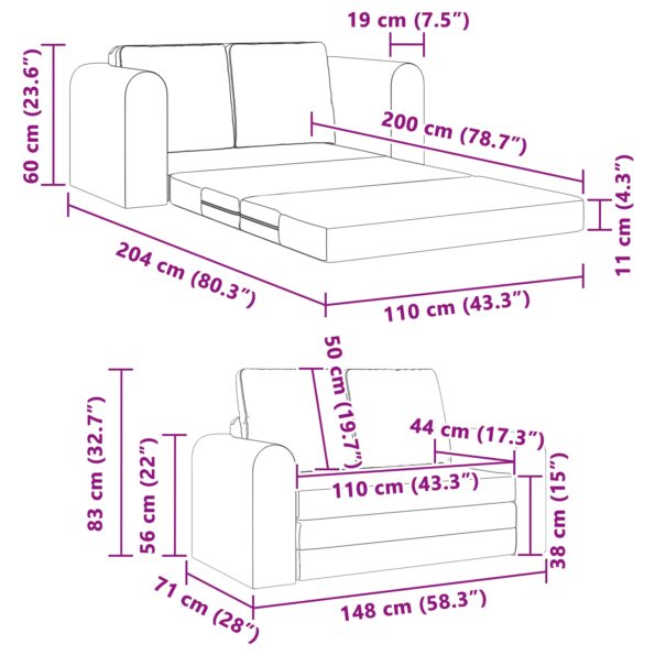 vidaXL Rozkladacia posteľ 60cm Tmavo šedá látka – Obrázok 12