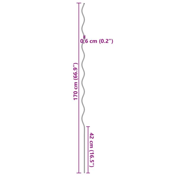 4107053_8.jpg vidaXL Špirálové podpery na rastliny 20 ks 170 cm Oceľ – Obrázok 8