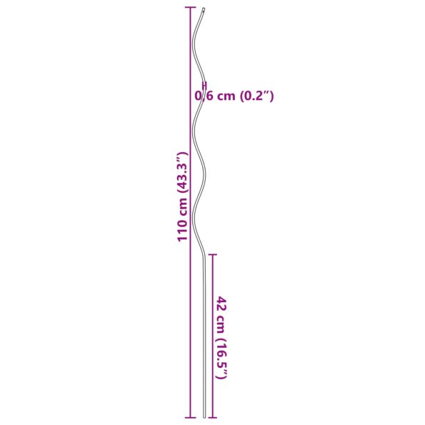 vidaXL Špirálové rastlinné podpery 5 ks 110 cm Oceľ – Obrázok 8