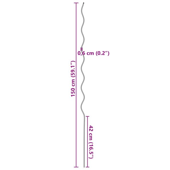 vidaXL Špirálové podpery na rastliny 5 ks 150 cm Oceľ – Obrázok 8