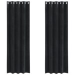 vidaXL Závesy na zatemnenie s okami 2 ks Čierny zamat – Obrázok 2