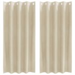 vidaXL Zatemňujúce závesy s okami 2 ks Krémový zamat – Obrázok 2