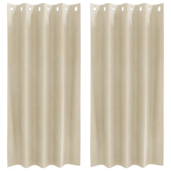 vidaXL Zatemňujúce závesy s okami 2 ks Krémový zamat – Obrázok 2