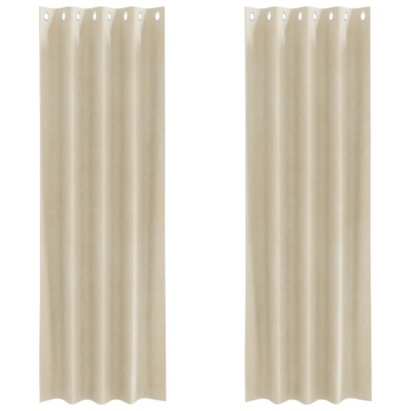 vidaXL Záclony s okami 2 ks Krémový Velvet – Obrázok 2