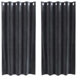 vidaXL Záclony s okami 2 ks Tmavosivý zamat – Obrázok 2