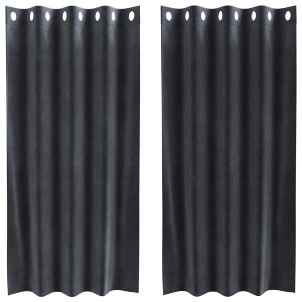 vidaXL Záclony s okami 2 ks Tmavosivý zamat – Obrázok 2