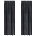 vidaXL Záclony s top páskou 2 ks Tmavo šedý zamat – Obrázok 2