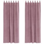 vidaXL Zatemňujúce záclony s vešiakmi 2 ks Tmavá ružová zamat – Obrázok 2