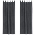 vidaXL Závesy s tieniacimi slučkami 2 ks Svetlosivá zamatová – Obrázok 2