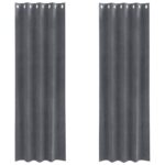 vidaXL Záclony s očkami 2 ks Super svetlosivý zamat – Obrázok 2