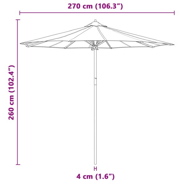 vidaXL Záhradný slnečník Krémovo biely 270x260 cm z bambusu – Obrázok 7