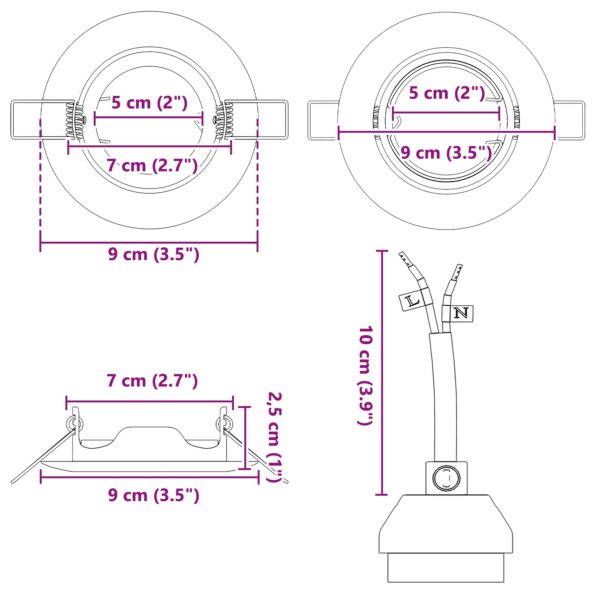 4108158_12.jpg vidaXL Lampy Súprava 6 Čierna Plast 9 cm Moderné Zapuštené svetlá – Obrázok 12