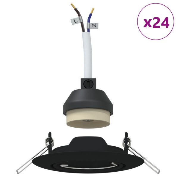 vidaXL Lampy Sada 24 Čierna Plast 9 cm Moderné Vstavané osvetlenie – Obrázok 4