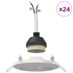 vidaXL Lampy Sada 24 Biela Plast 9 cm Okrúhle zapustené stropné svetlá – Obrázok 4