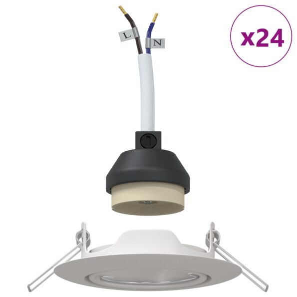 4108163_4.jpg vidaXL Lampy Sada 24 Biela Plast 9 cm Okrúhle zapustené stropné svetlá – Obrázok 4