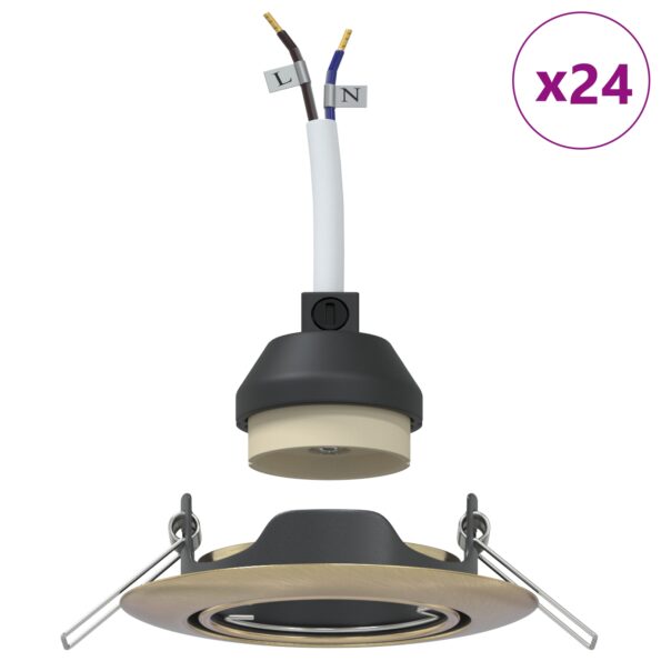 4108175_4.jpg vidaXL Lampy Sada 24 Mosadz 9 cm Mosadzné zapustené svetlá Okrúhle – Obrázok 4