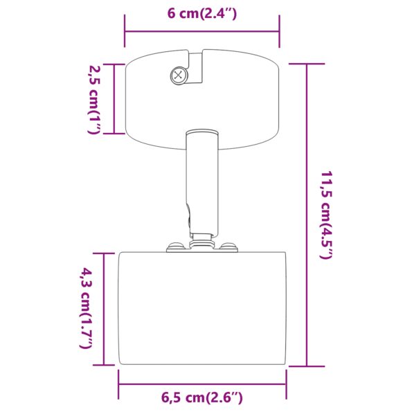 vidaXL Stropné bodové svetlo so bodmi Čierna 6,5 x 6 x 11,5 cm Kov – Obrázok 13