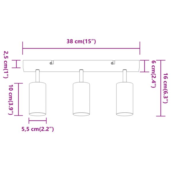 vidaXL Stropné bodové svetlo so bodmi Čierna 38 x 6 x 16 cm Kov – Obrázok 13