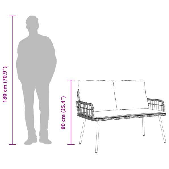 vidaXL Záhradná lavica čierna 114x64x78 cm z poly ratan – Obrázok 9
