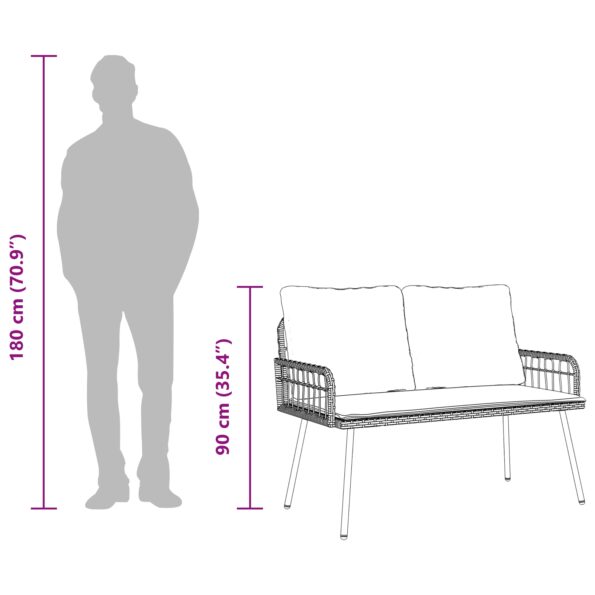 vidaXL Záhradná lavička Prírodná 114x64x78 cm Polyratan – Obrázok 9