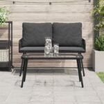 vidaXL Konferenčný stolík Čierna 90x45x42 cm Polyratan – Obrázok 4